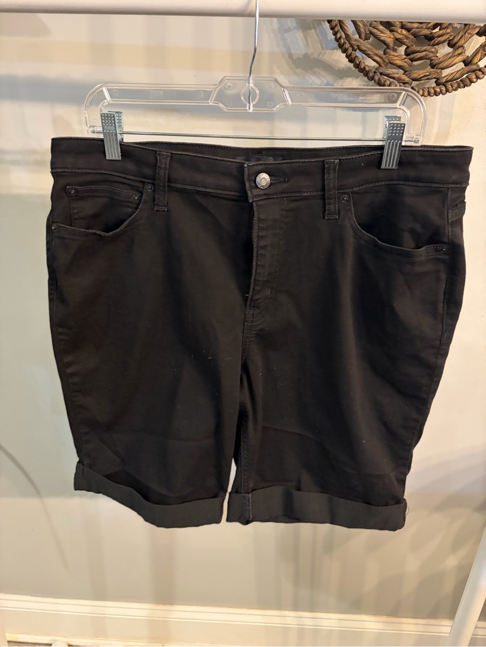 DKNY Black Rolled Hem Jean Shorts size 16